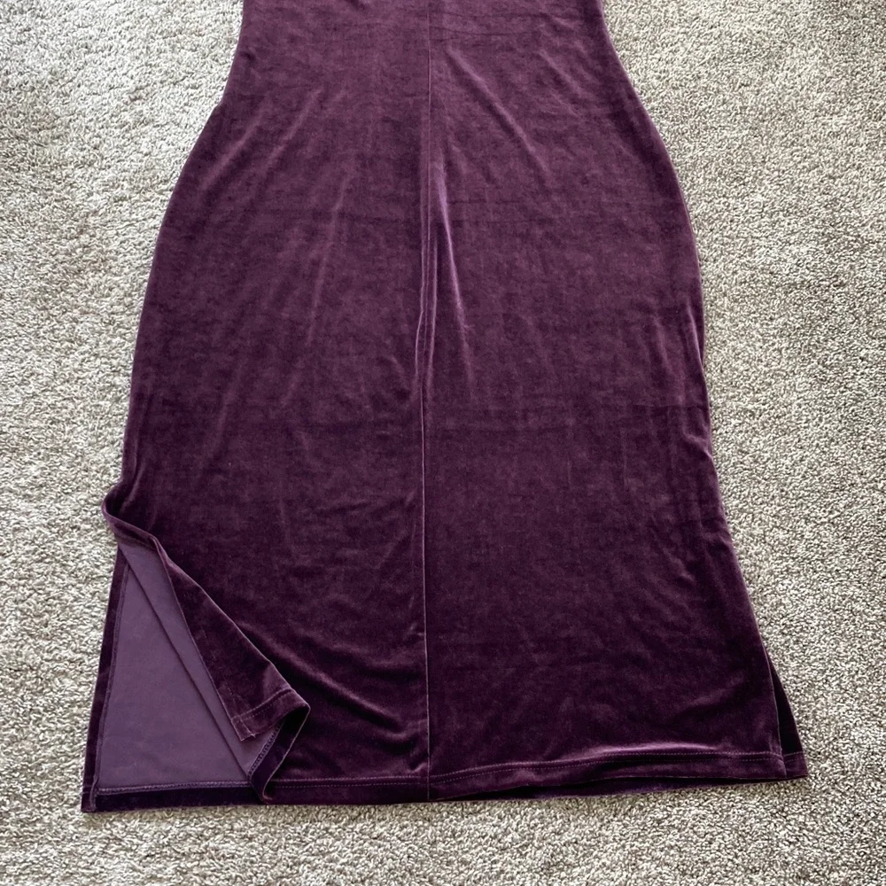 Vintage 90s Purple Stretch Velvet Maxi Sleeveless Dress Whimsigoth Phoebe sz 12 - Picture 8 of 9